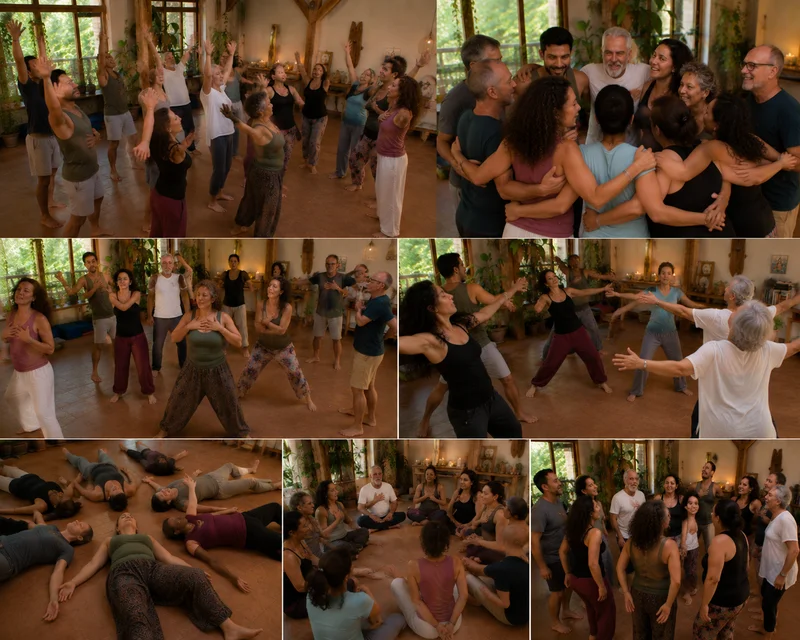 Participantes del retiro holístico de yoga disfrutando experiencias de sanación y bienestar